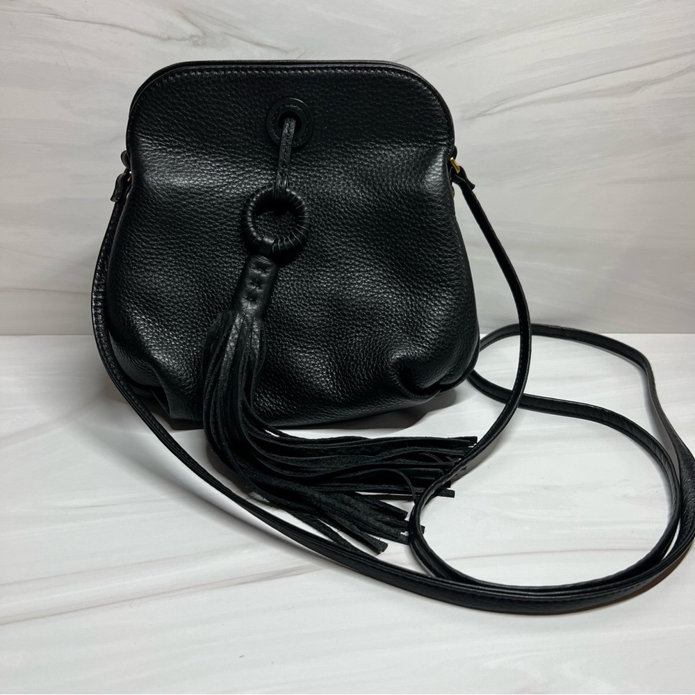 HOBO International Birdy bag | Black Pebble Leather Tassel Crossbody bag